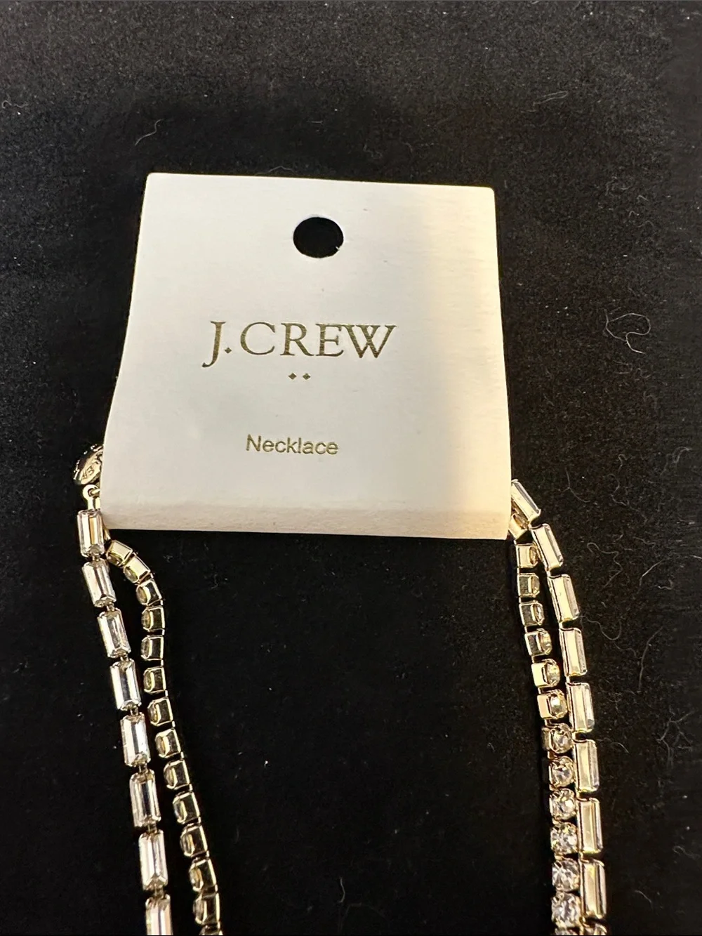J. Crew Factory Gold Double Strand Crystal Tennis Necklace